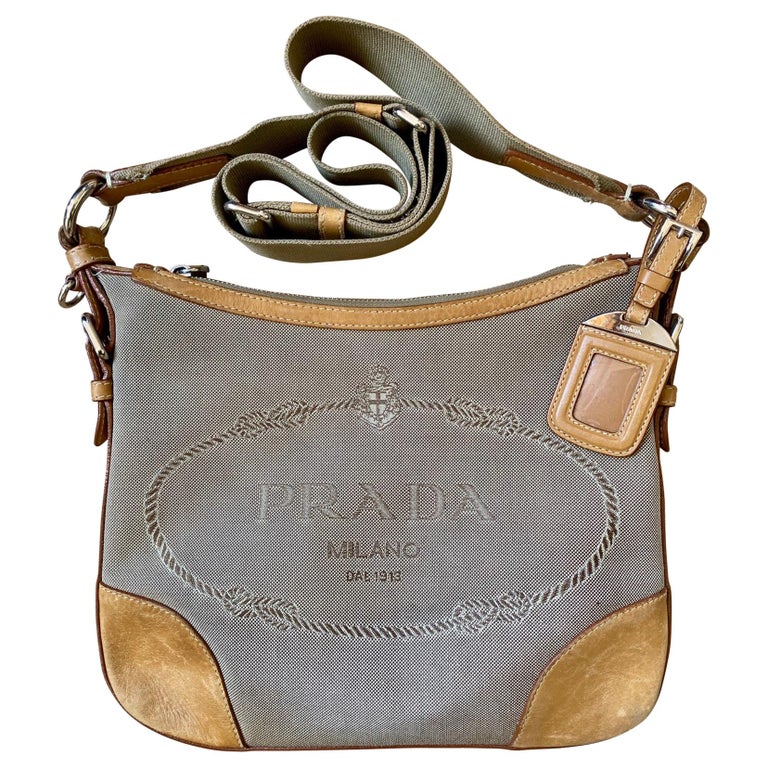 Vintage Prada Milano Canapa Jacquard Crossbody Shoulder Bag For Sale at  1stDibs
