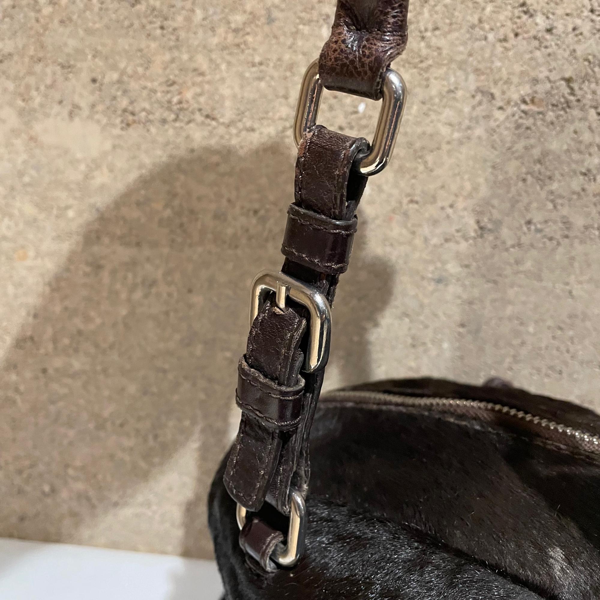 Late 20th Century Vintage Prada Milano Leather Satchel Shoulder Handbag Lock & Key Embossed Logo