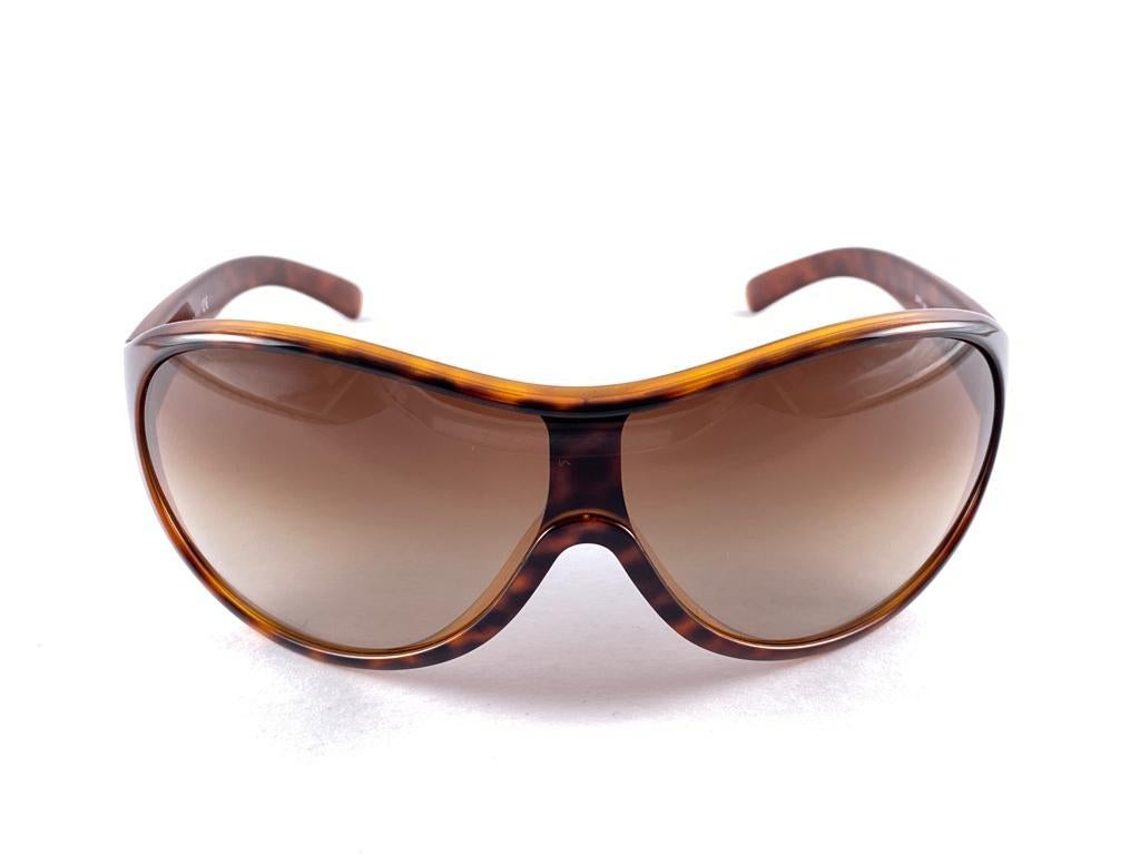 Vintage PRADA Oversized SPR19 H Tortoise Mono Lens Sunglasses 2000'S Y2K For Sale 8