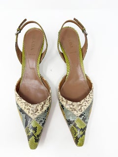 Vintage Prada Patch Summer Python Slingback Pumps EU 39