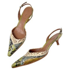 Vintage Prada Patch Summer Python Slingback Pumps EU 39