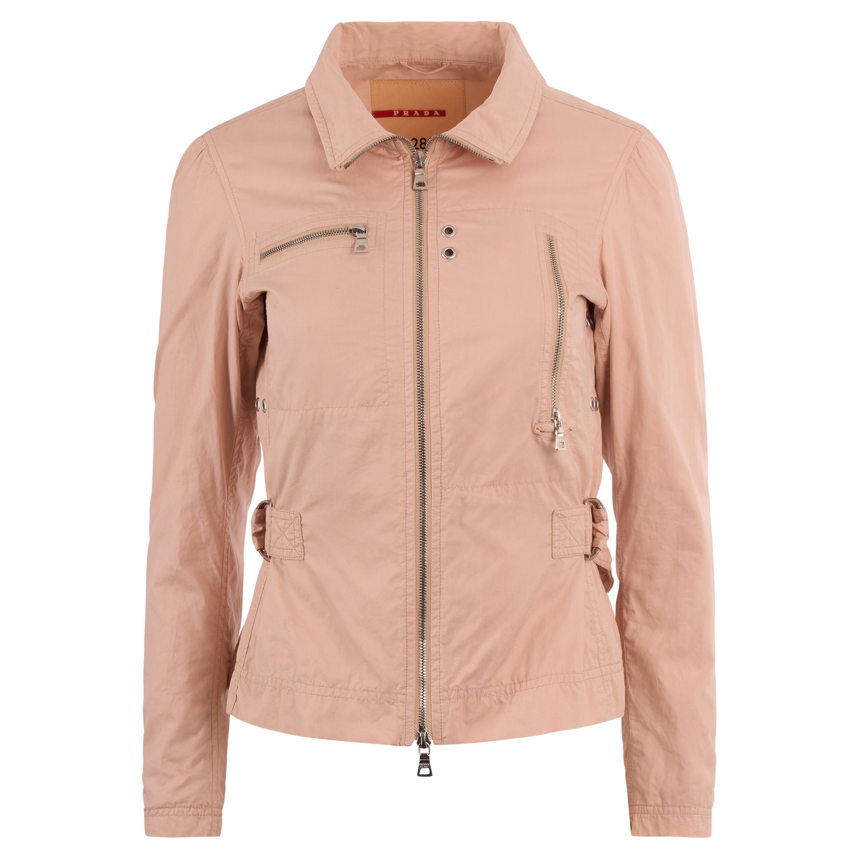 Vintage Prada Rosa 2000's Sport Technische Jacke im Angebot