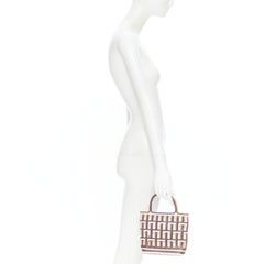 vintage PRADA purple brown cream lattice open weave mini top handle bag