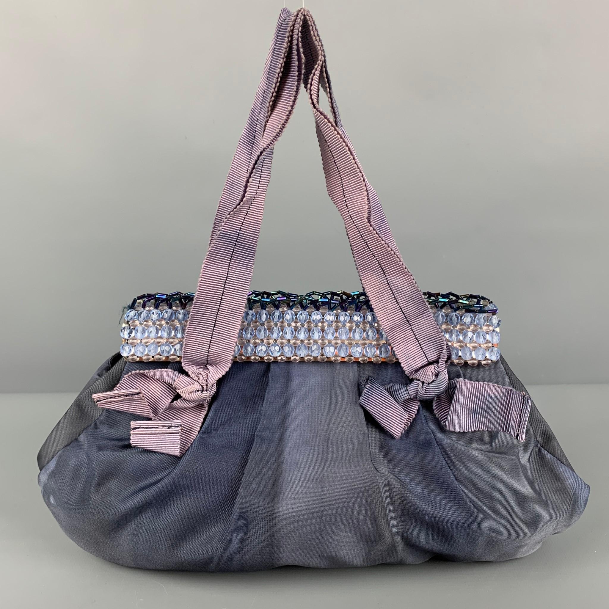Vintage PRADA Purple Marbled Silk Rhinestones Mini Handbag In Good Condition In San Francisco, CA
