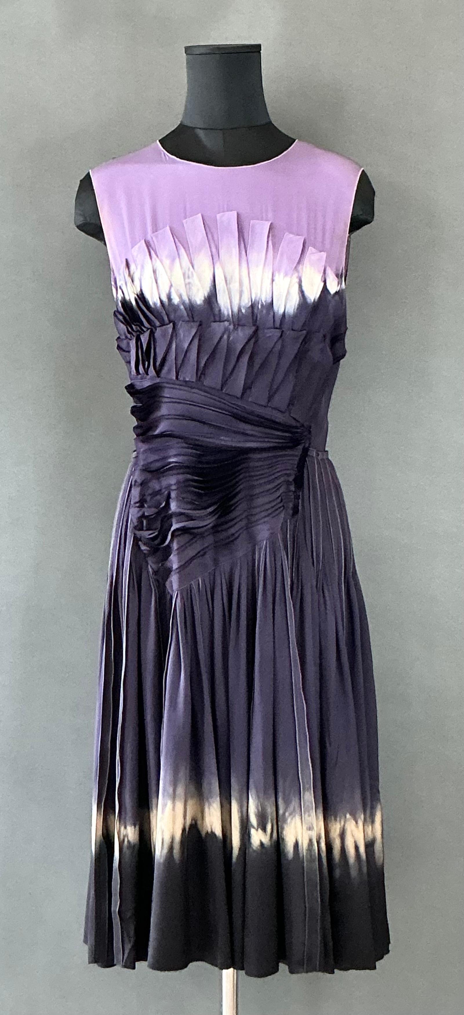 Black Vintage Prada Purple Shibori Dyed Dress For Sale