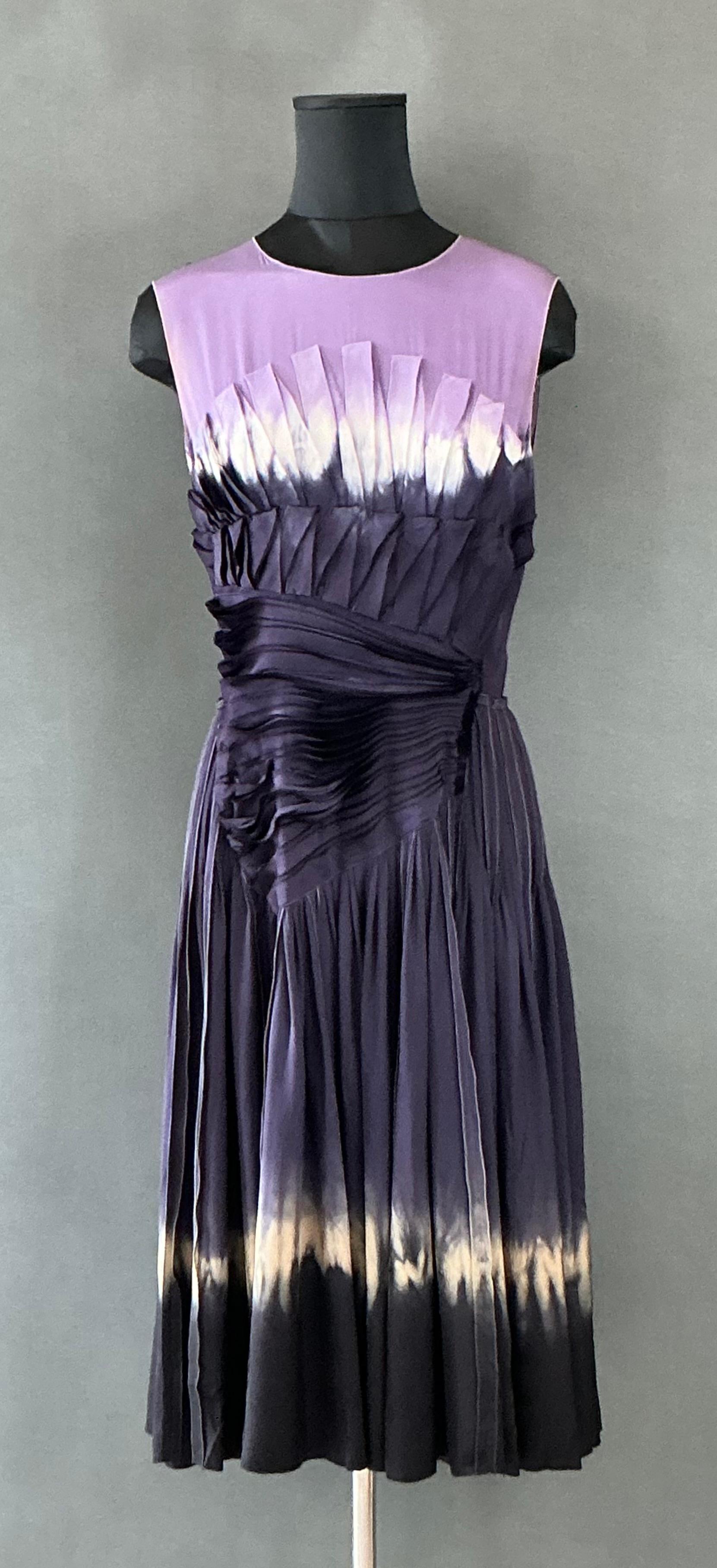 Vintage Prada Purple Shibori Dyed Dress In Good Condition For Sale In Lake Worth Beach, FL