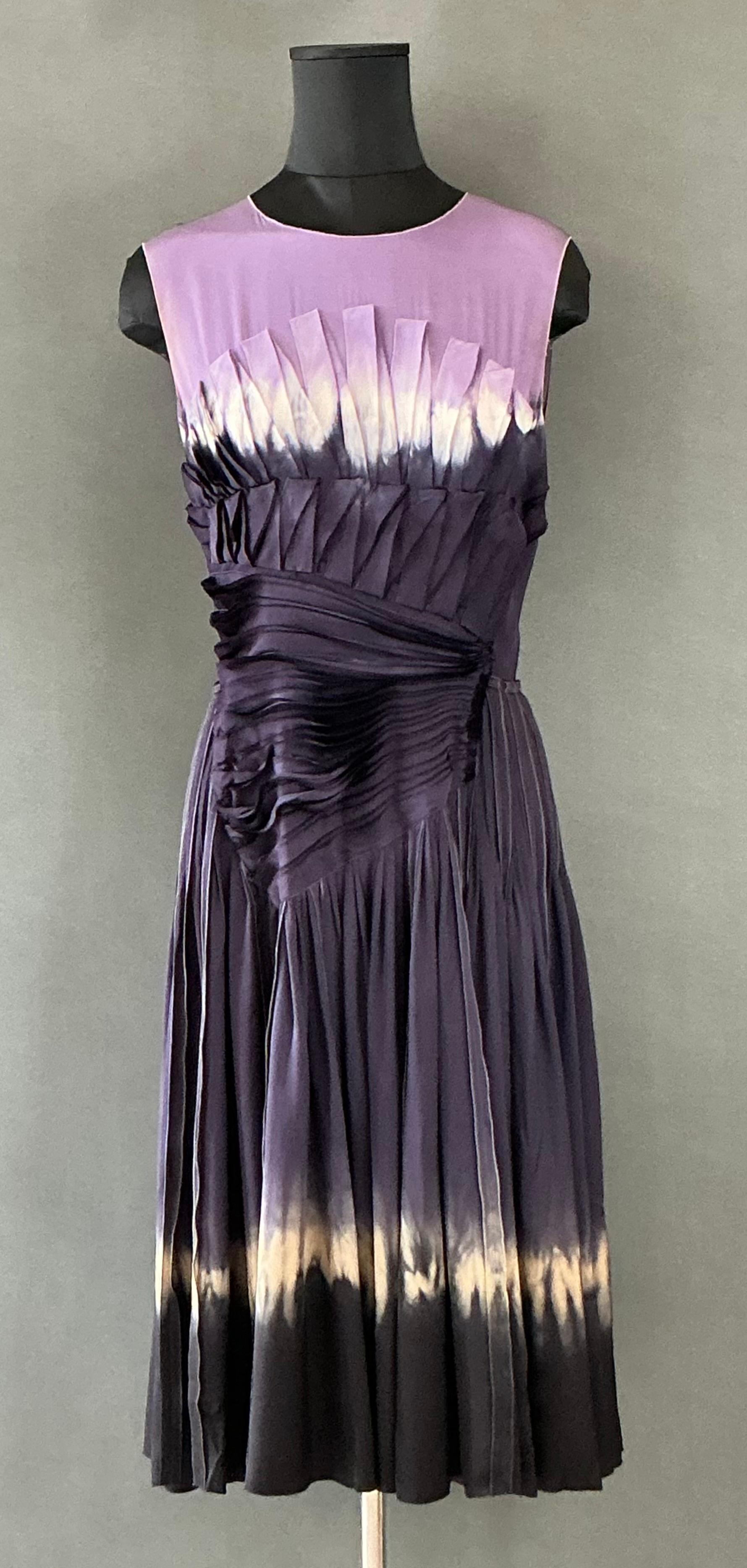 Vintage Prada Purple Shibori Dyed Dress For Sale 2