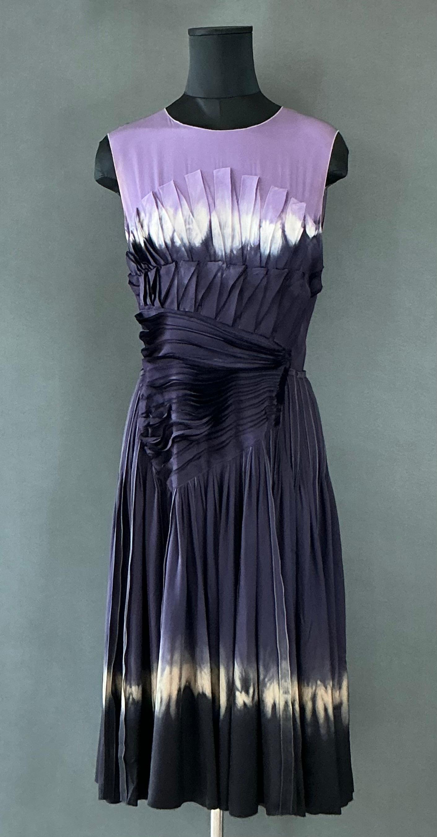 Vintage Prada Purple Shibori Dyed Dress For Sale 3