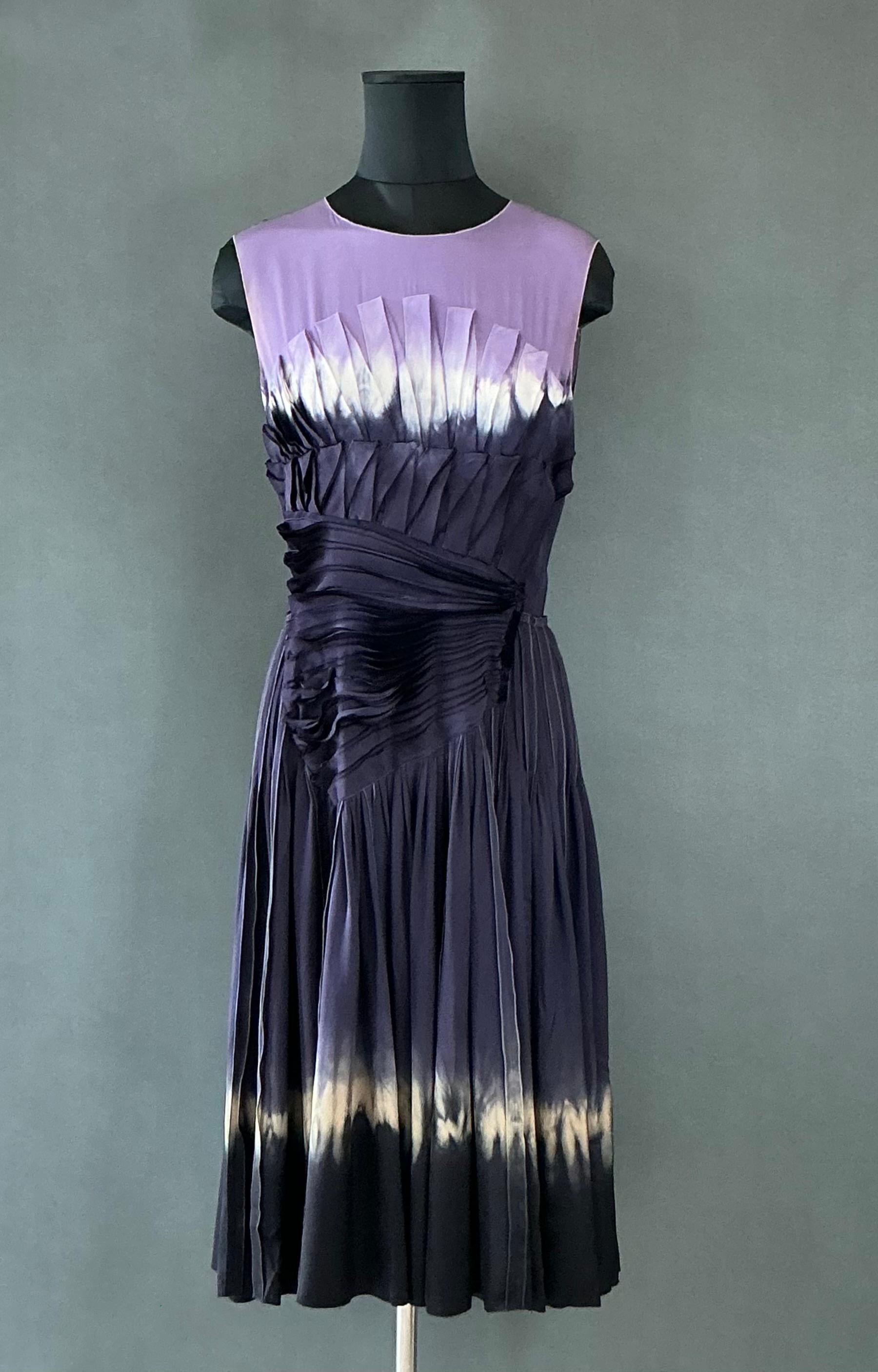 Vintage Prada Purple Shibori Dyed Dress For Sale 4