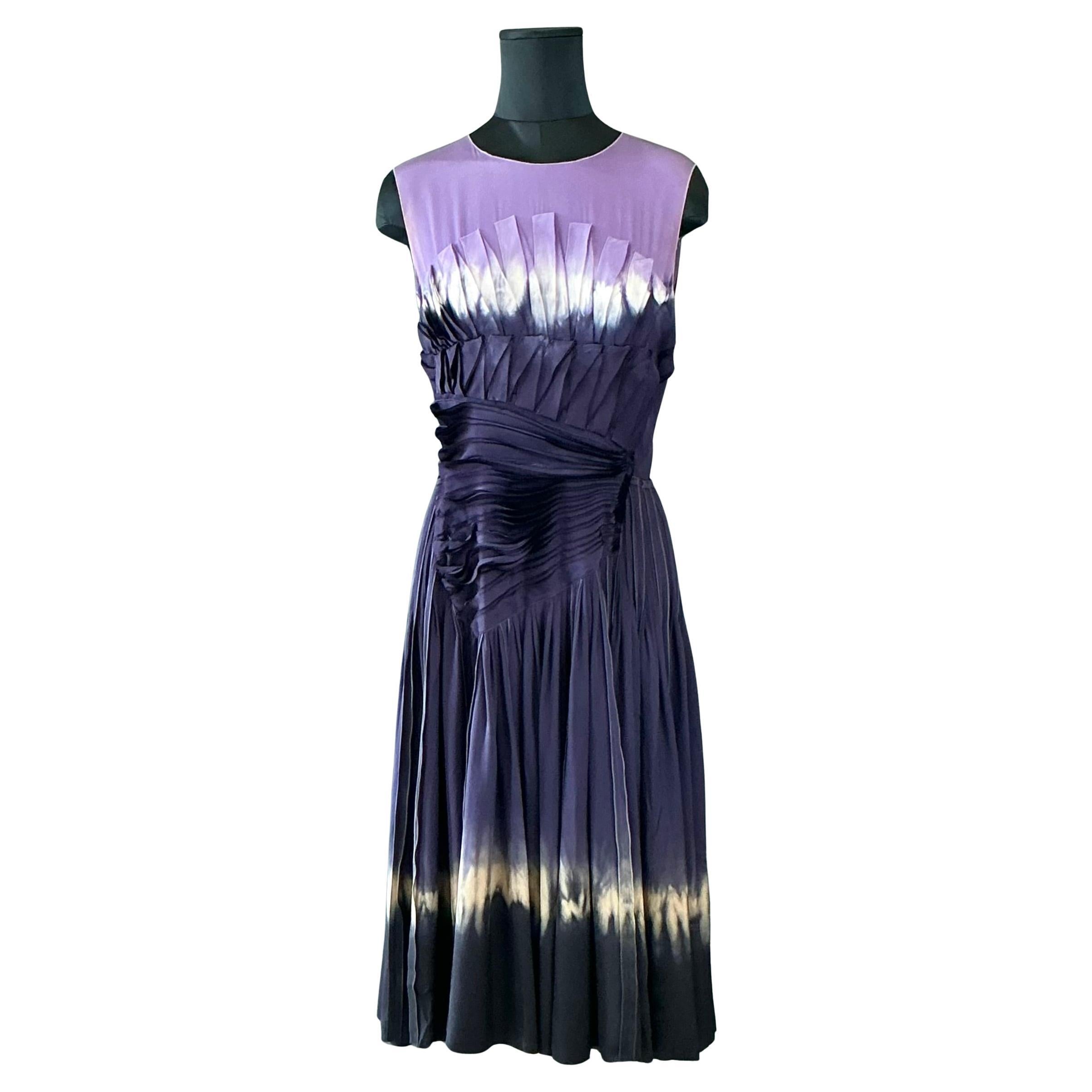 Vintage Prada Purple Shibori Dyed Dress For Sale