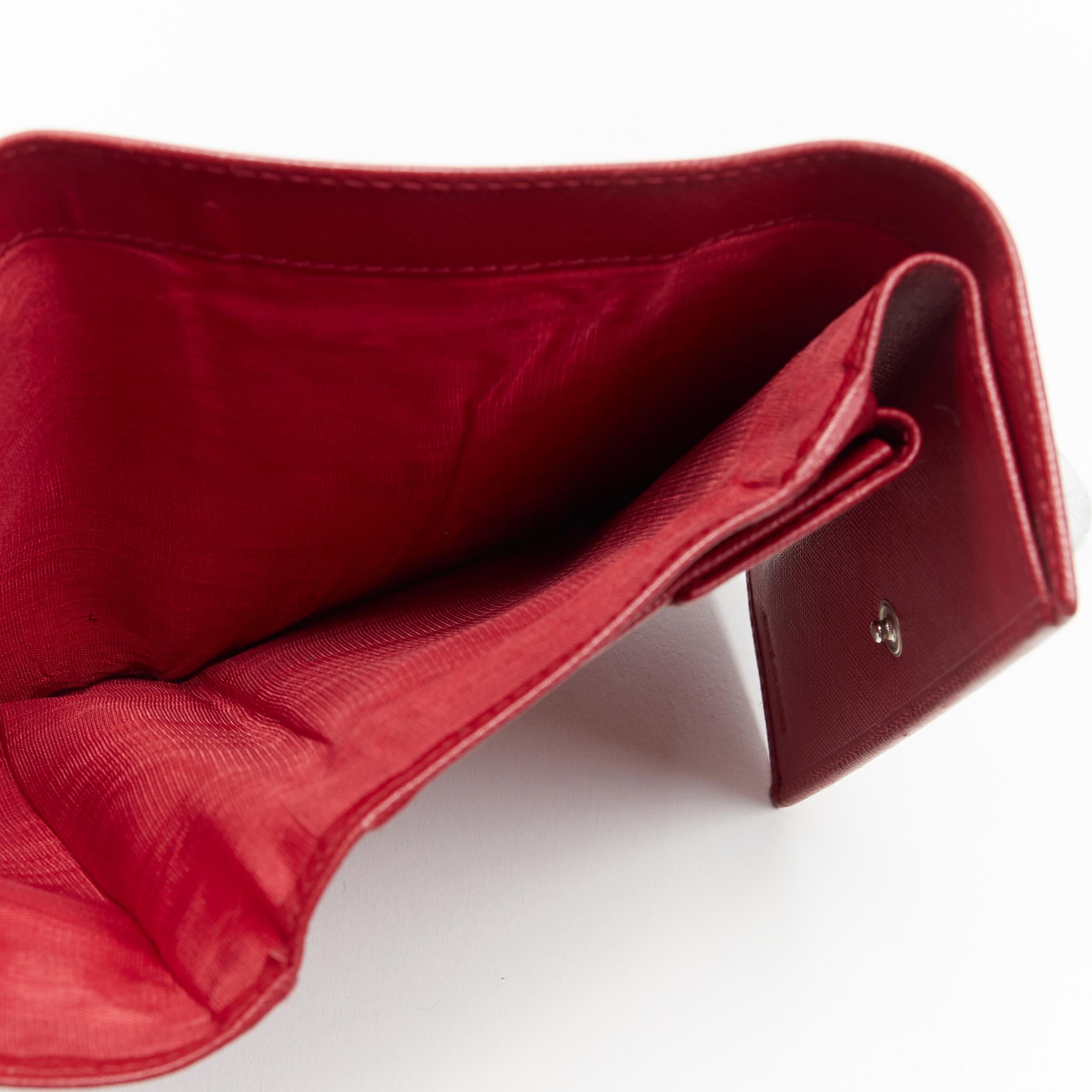 vintage PRADA red saffiano leather triangular plaque flap wallet 6