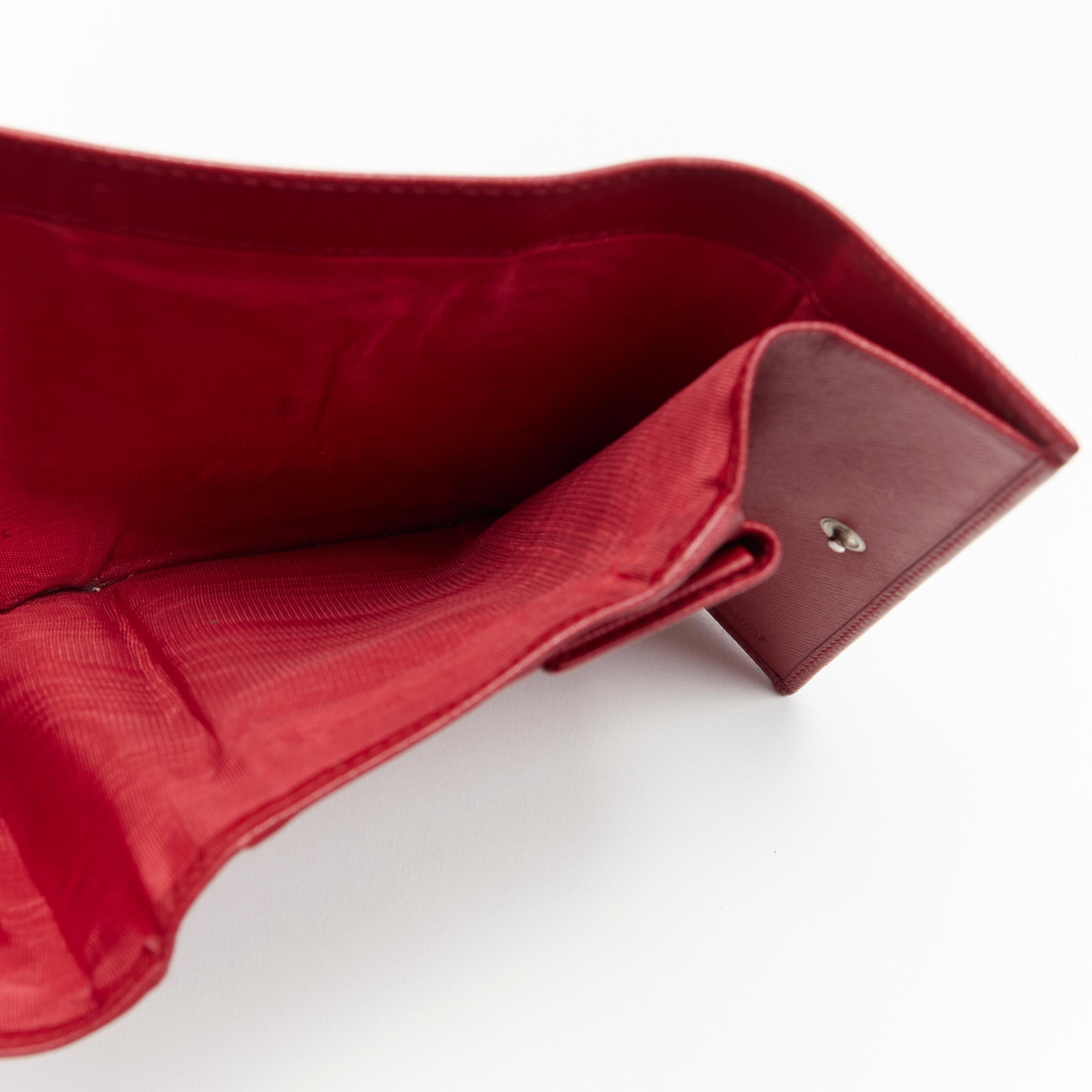 vintage PRADA red saffiano leather triangular plaque flap wallet 5