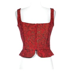 Vintage Prada Red Silk Brocade Corset Top- Circa 1999