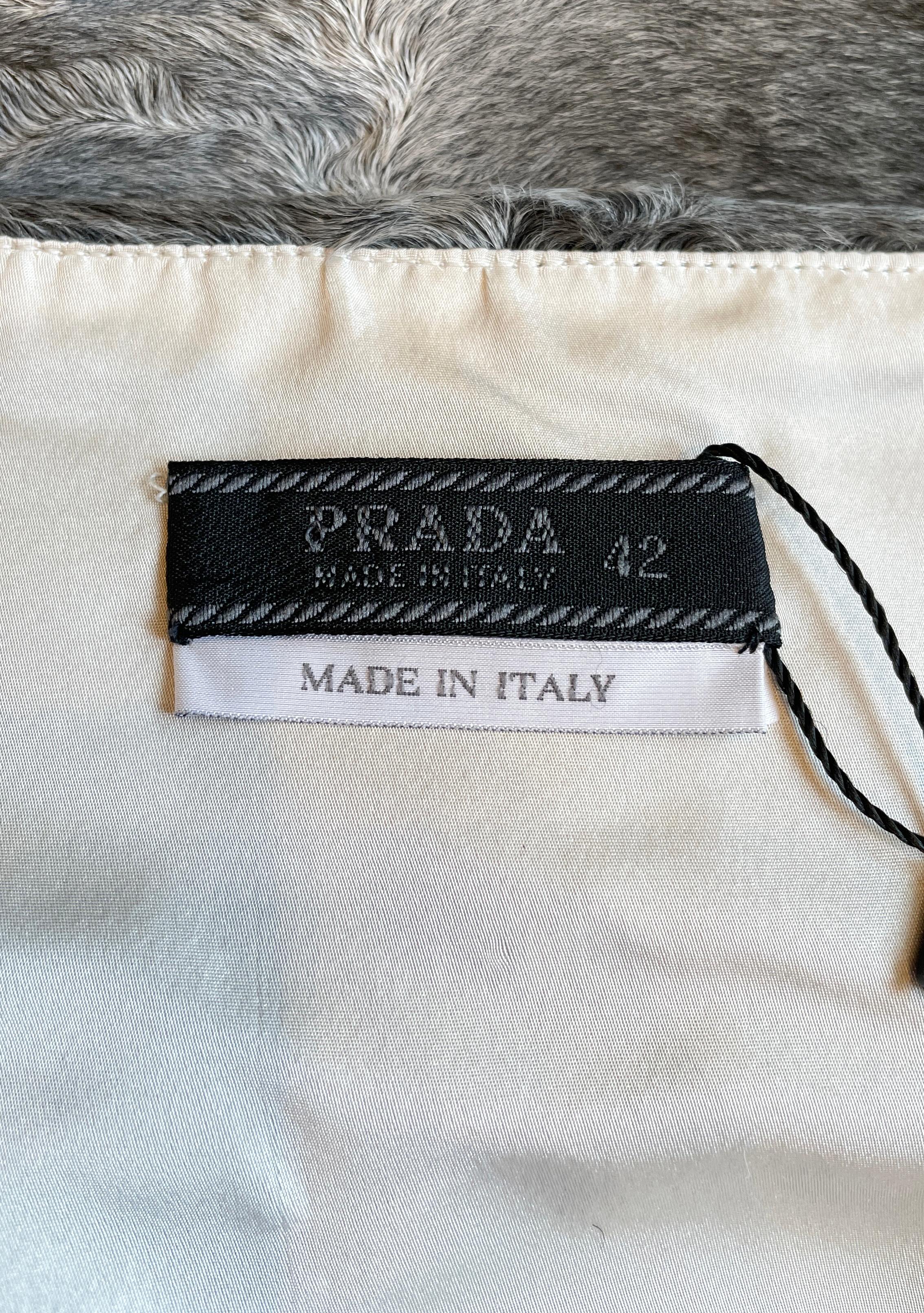 Vintage Prada Runway grey patchwork fur skirt, Fall 1999 For Sale 1