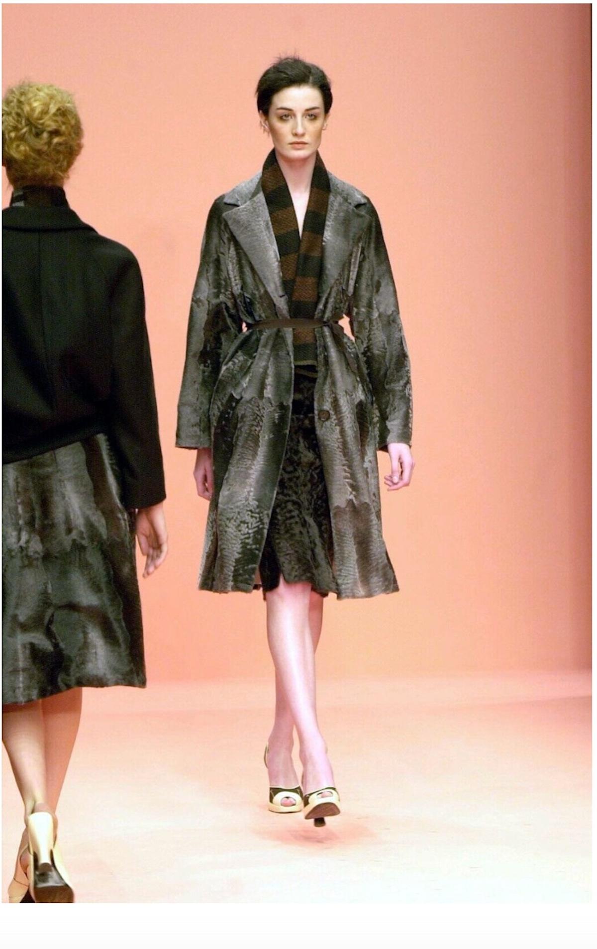 Vintage Prada Runway grey patchwork fur skirt, Fall 1999 For Sale 2