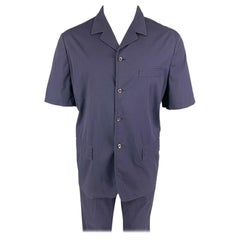 Vintage PRADA Size S Navy Cotton Spandex Buttoned 2 Piece Set