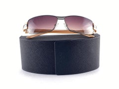 Vintage PRADA Sleek Silver & Metallic Beige SPR 50 Sunglasses 2000'S Y2K