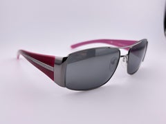 Vintage PRADA Sleek Silver & Raspberry SPR Sunglasses 2000'S Y2K