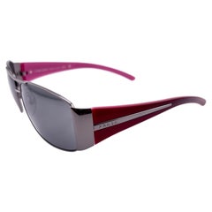 Vintage PRADA Sleek Silver & Raspberry SPR Sunglasses 2000'S Y2K