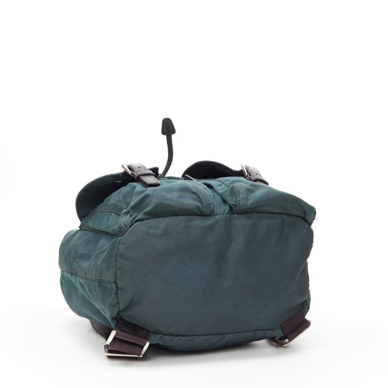 vintage PRADA Tessuto dark green nylon leather trim dual  display picture 1