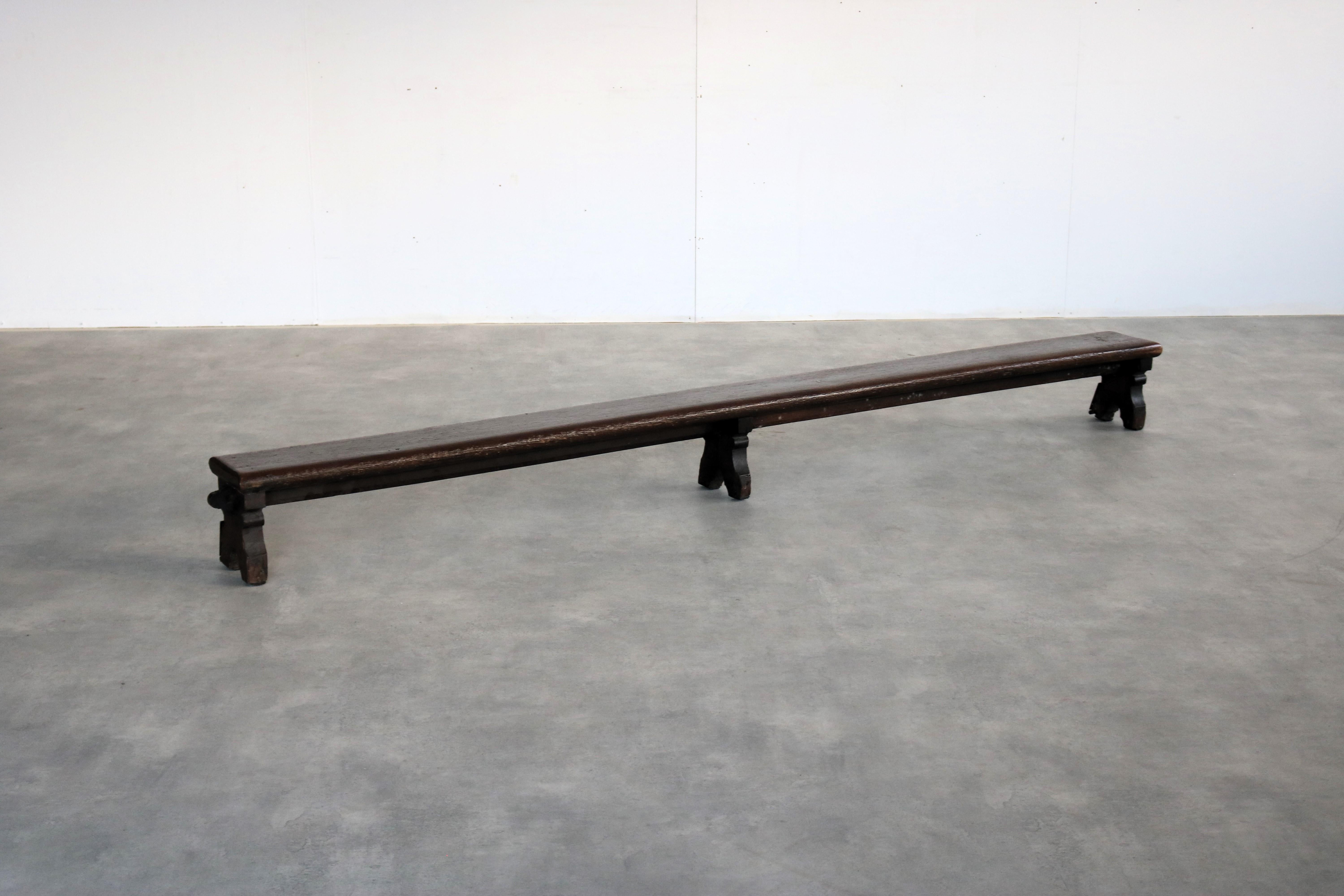 vintage prayer bench  bench  1840

period  1800-1840
design  from the Peperbus tower in Zwolle
condition  good  light signs of use
size  22 x 235 x 18 (hxwxd)

details  oak;

article number  2616