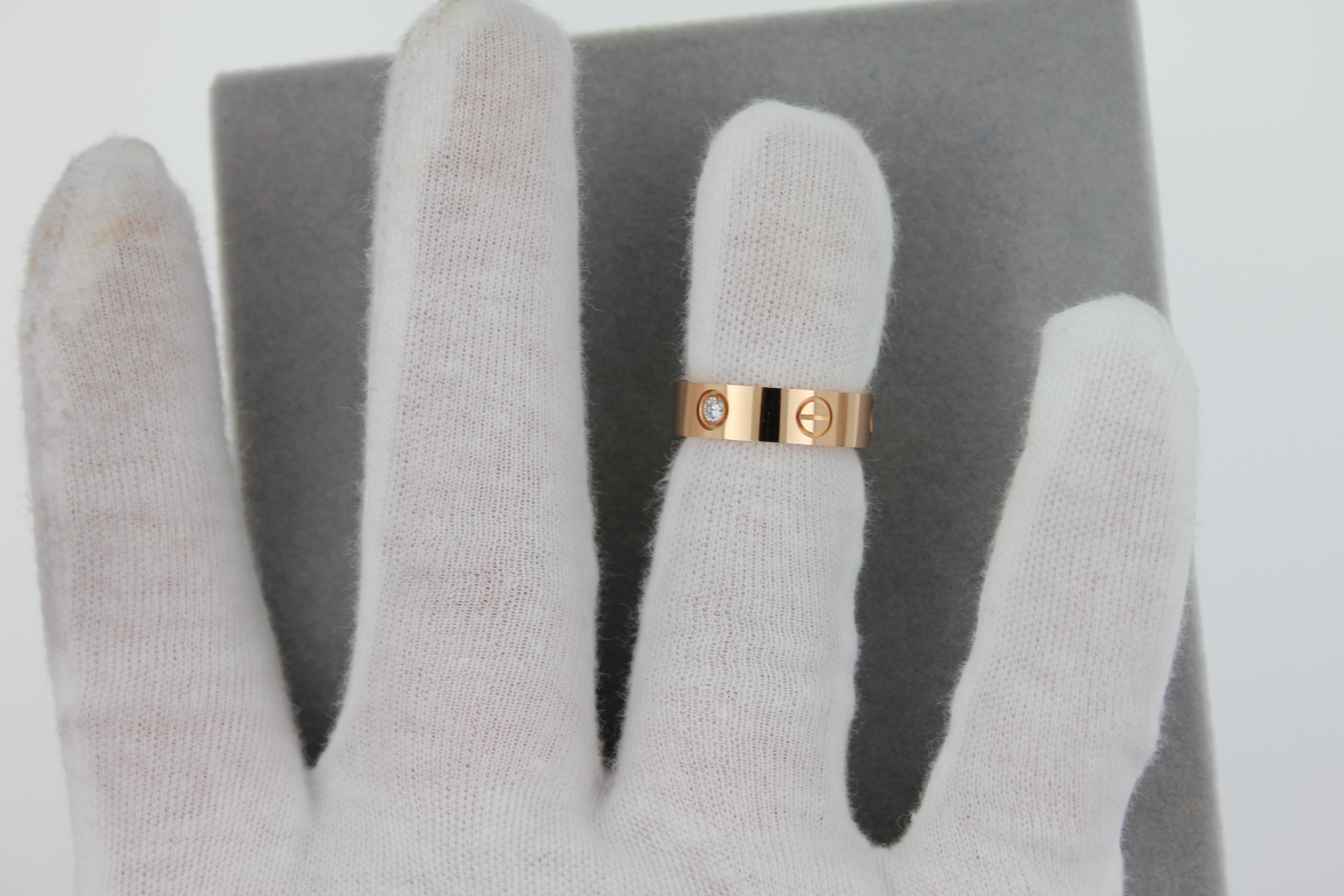 Vintage Pre-Owned Cartier Love Diamant-Ring aus 18 Karat Roségold mit Lünette 6