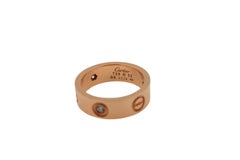 Vintage Pre-Owned Cartier Love Diamond Bezel Set 18 Karat Rose Gold Band Ring