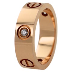 Vintage Pre-Owned Cartier Love Diamond Bezel Set 18 Karat Rose Gold Band Ring