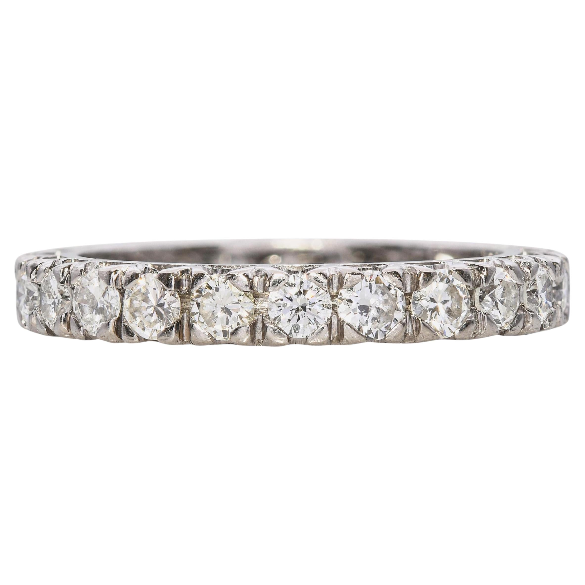 Vintage Precious Metal Alloy 2.4tcw Diamond Eternity Wedding Band For Sale