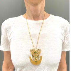 Vintage Pre‑Columbian Revival 18k Gold Emerald Tairona Style Pendant‑Brooch