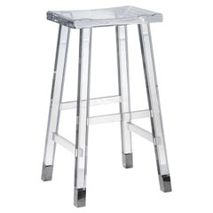 Vintage Preowned Interlude Lucite & Nickel Counter Stool