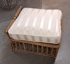 Vintage President's Stick Reed Rattan "Nantucket" Lounge Chair with Ottoman