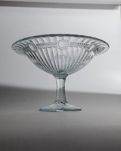 Vintage Pressed Glass Compote by Olivia Zabkowice Glass, Poland, 1910s