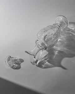 Vintage Pressed Glass Decanter with Patterned Texture and Stopper, 1960s