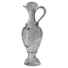 Vintage Pressed Glass Decanter with Patterned Texture and Stopper, 1960s