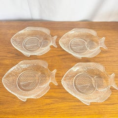 Vintage Pressed Glass Fish Plates - Set of 4