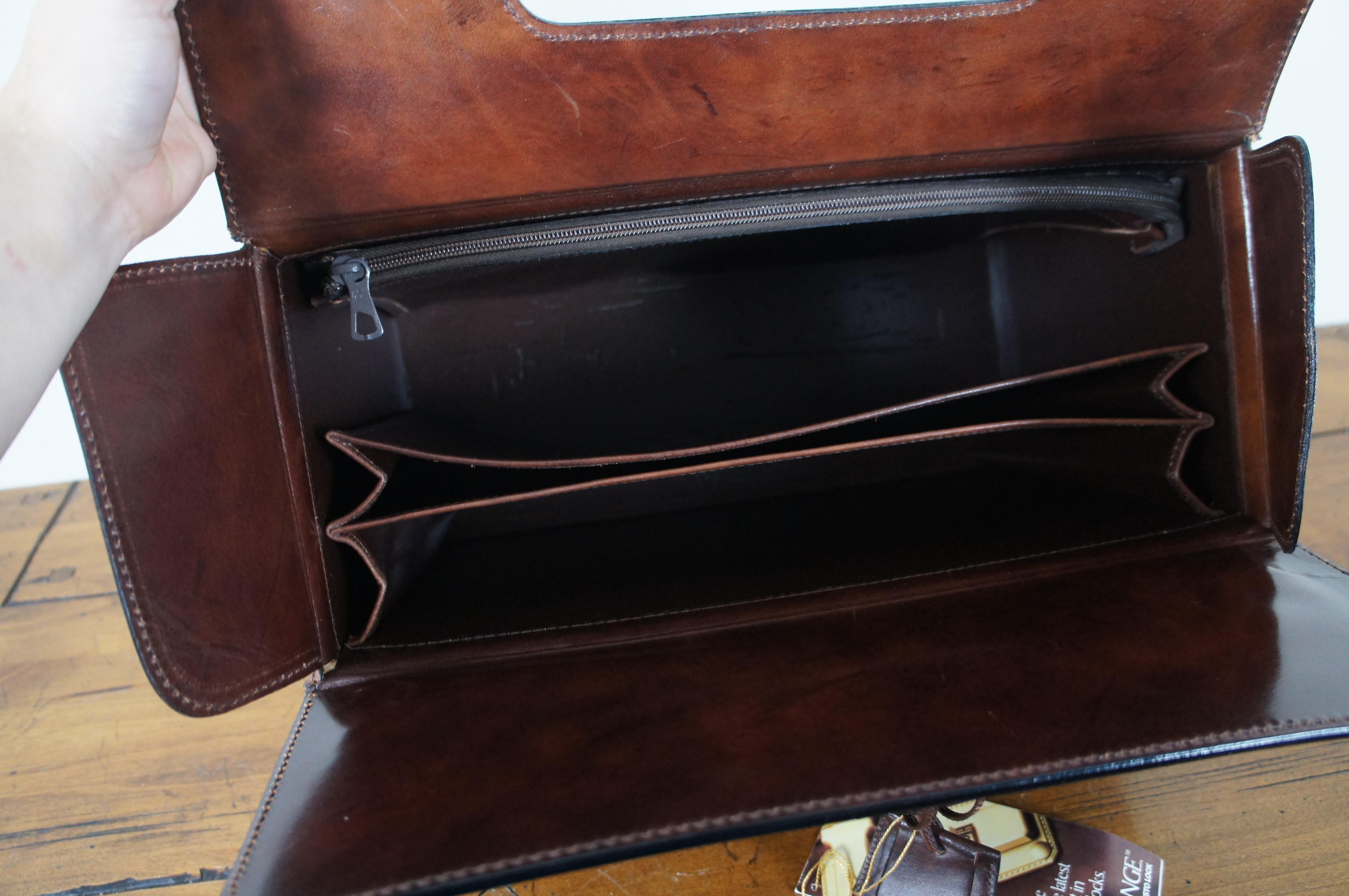 20th Century Vintage Presto Combination Lock Leather Document Case Executive Briefcase 16