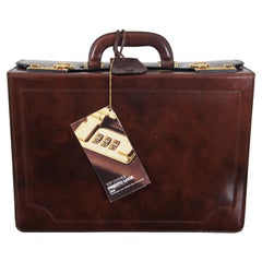 Vintage Presto Combination Lock Leather Document Case Executive Briefcase 16"
