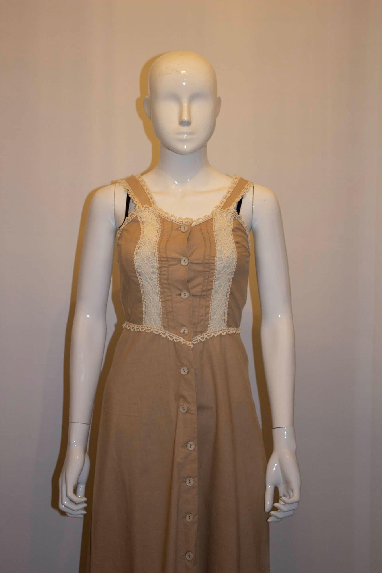 Women's Vintage Pret a Porte Cotton Boho Dress For Sale