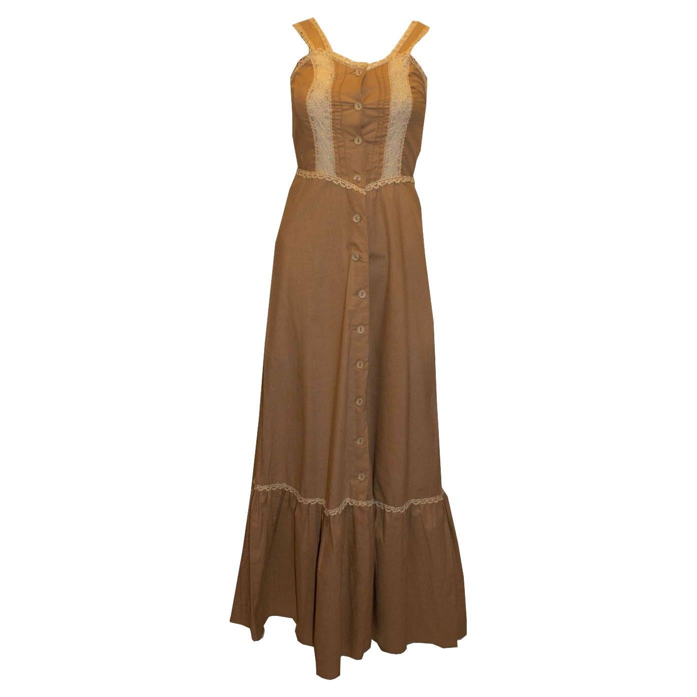 Vintage Pret a Porte Cotton Boho Dress For Sale