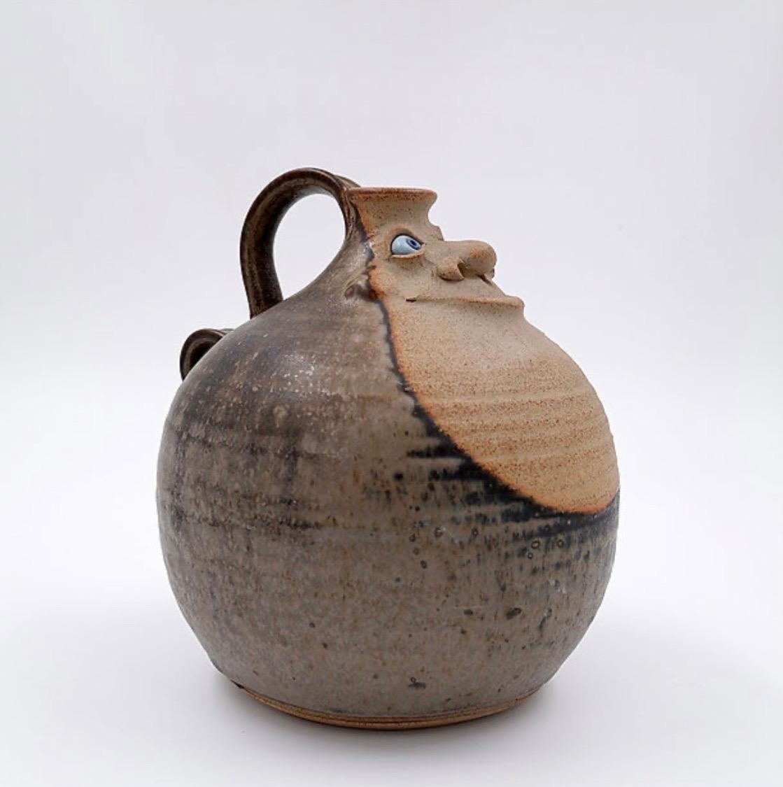 English Vintage Pretty Ugly pottery jug - 1975 - Made in England For Sale