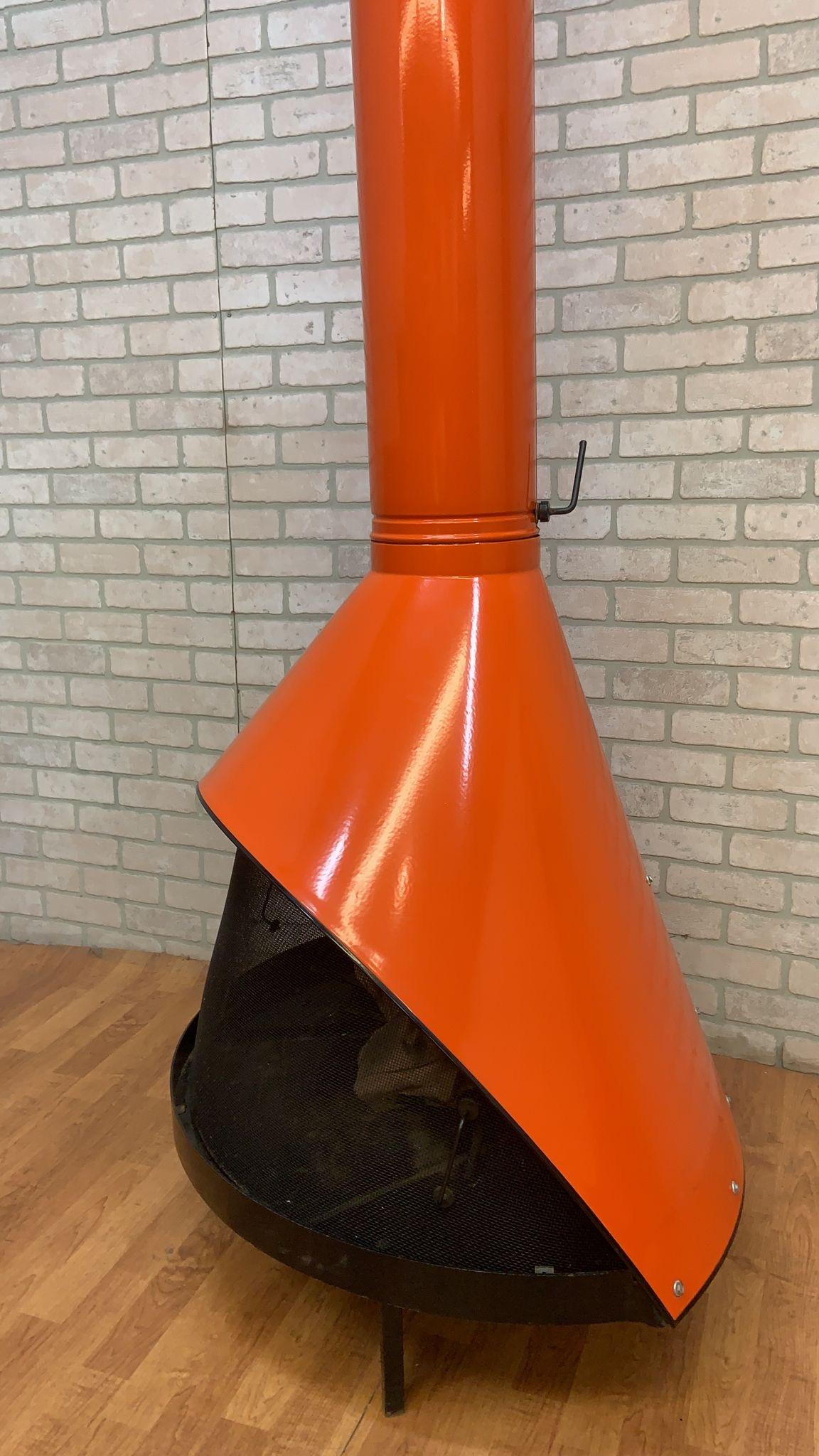 Vintage Preway Freestanding Cone Gas Fireplace in Orange - Indoor/Outdoor  1