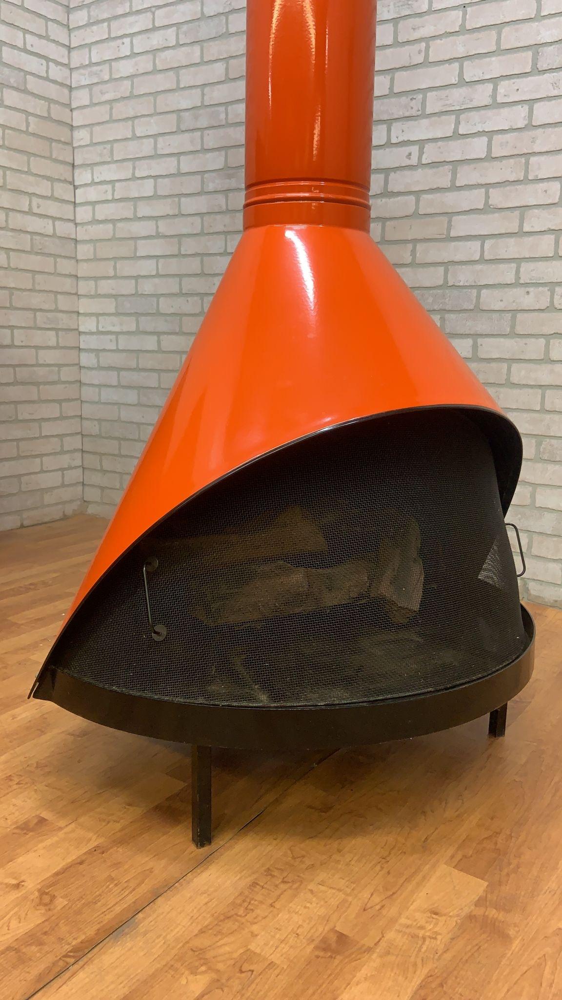 Vintage Preway Freestanding Cone Gas Fireplace in Orange - Indoor/Outdoor  2