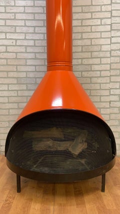 Vintage Preway Freestanding Cone Gas Fireplace in Orange - Indoor/Outdoor