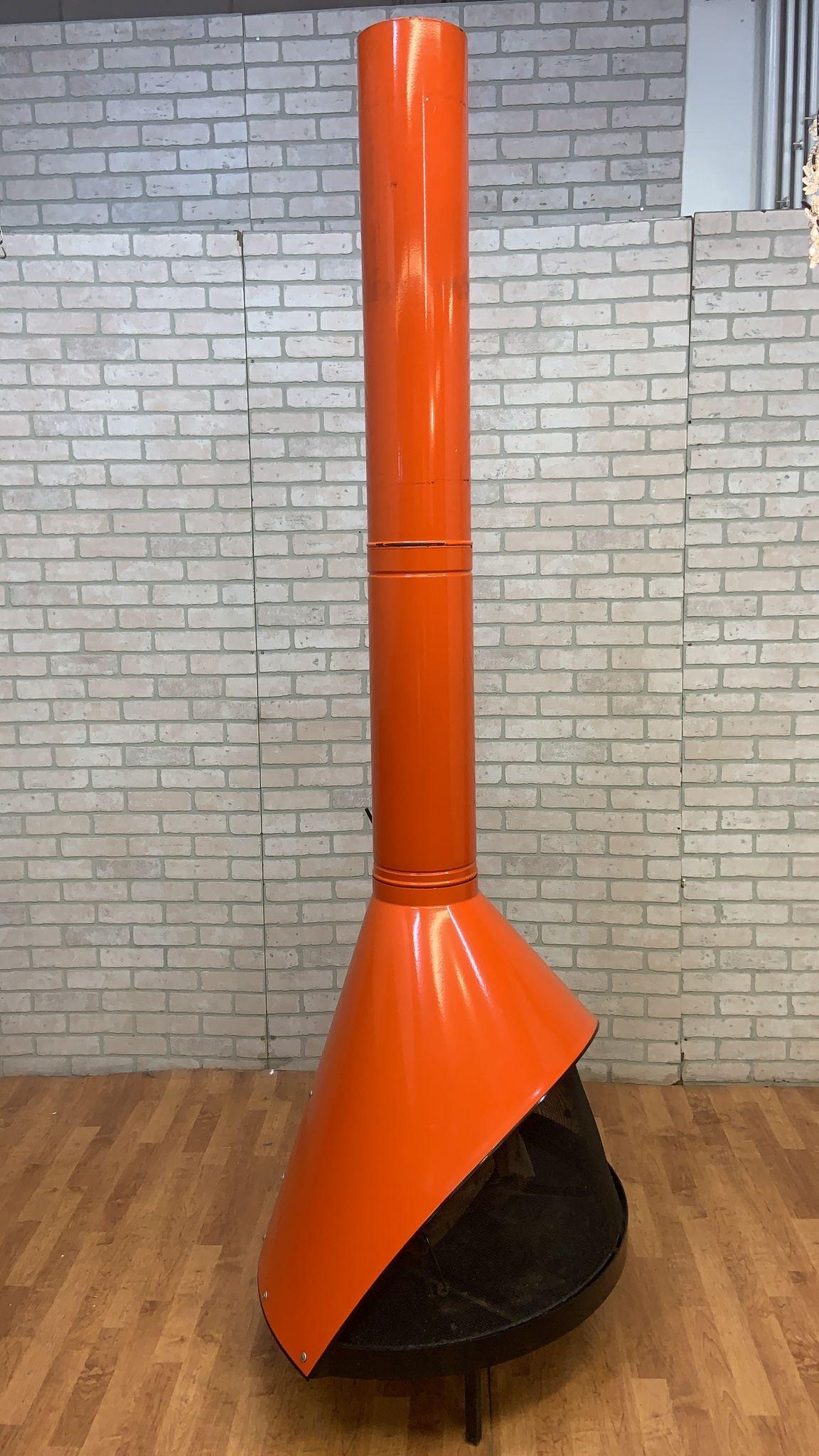 American Vintage Preway Freestanding Cone Gas Fireplace in Orange - Indoor/Outdoor 
