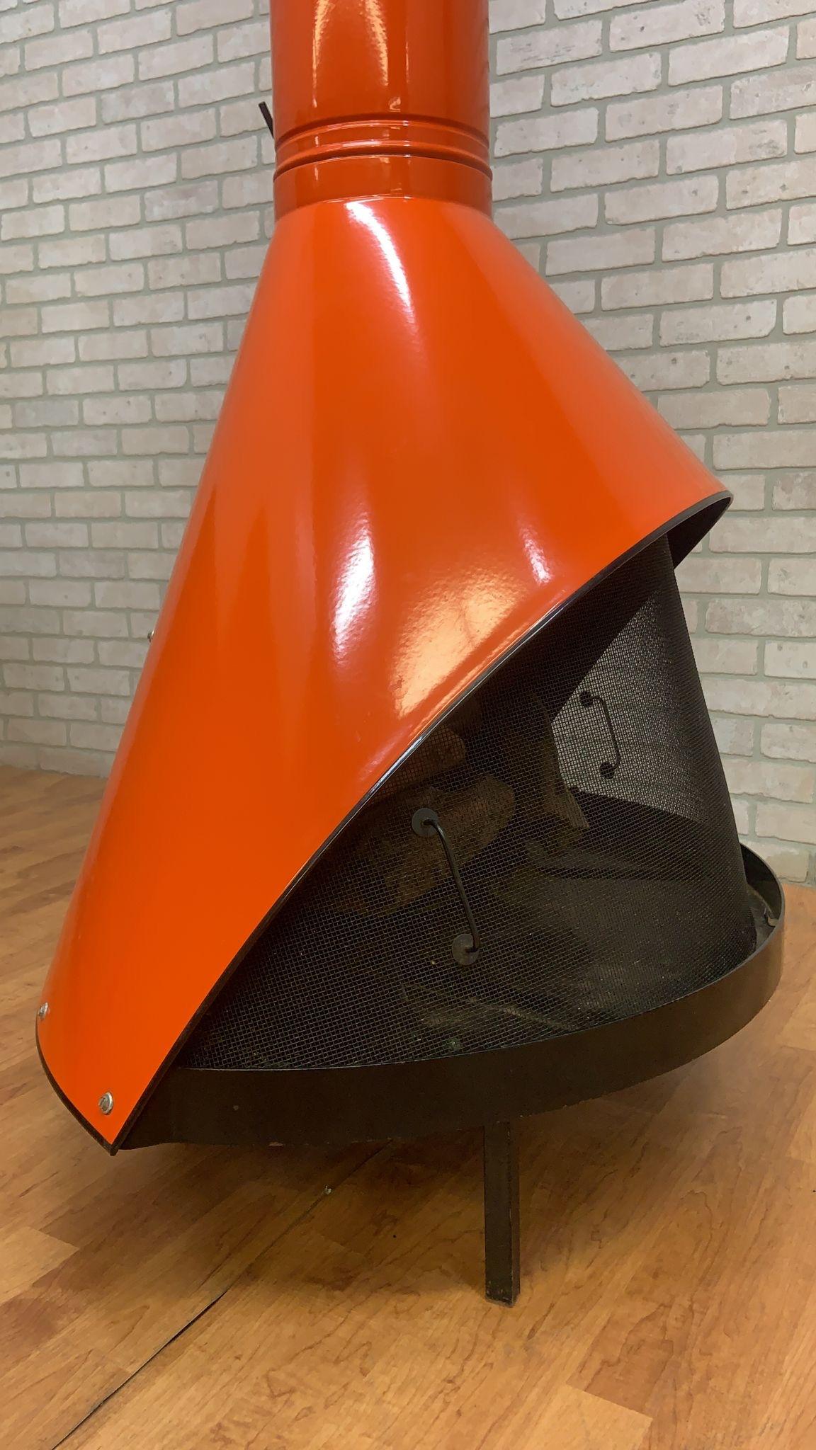 Hand-Crafted Vintage Preway Freestanding Cone Gas Fireplace in Orange - Indoor/Outdoor 
