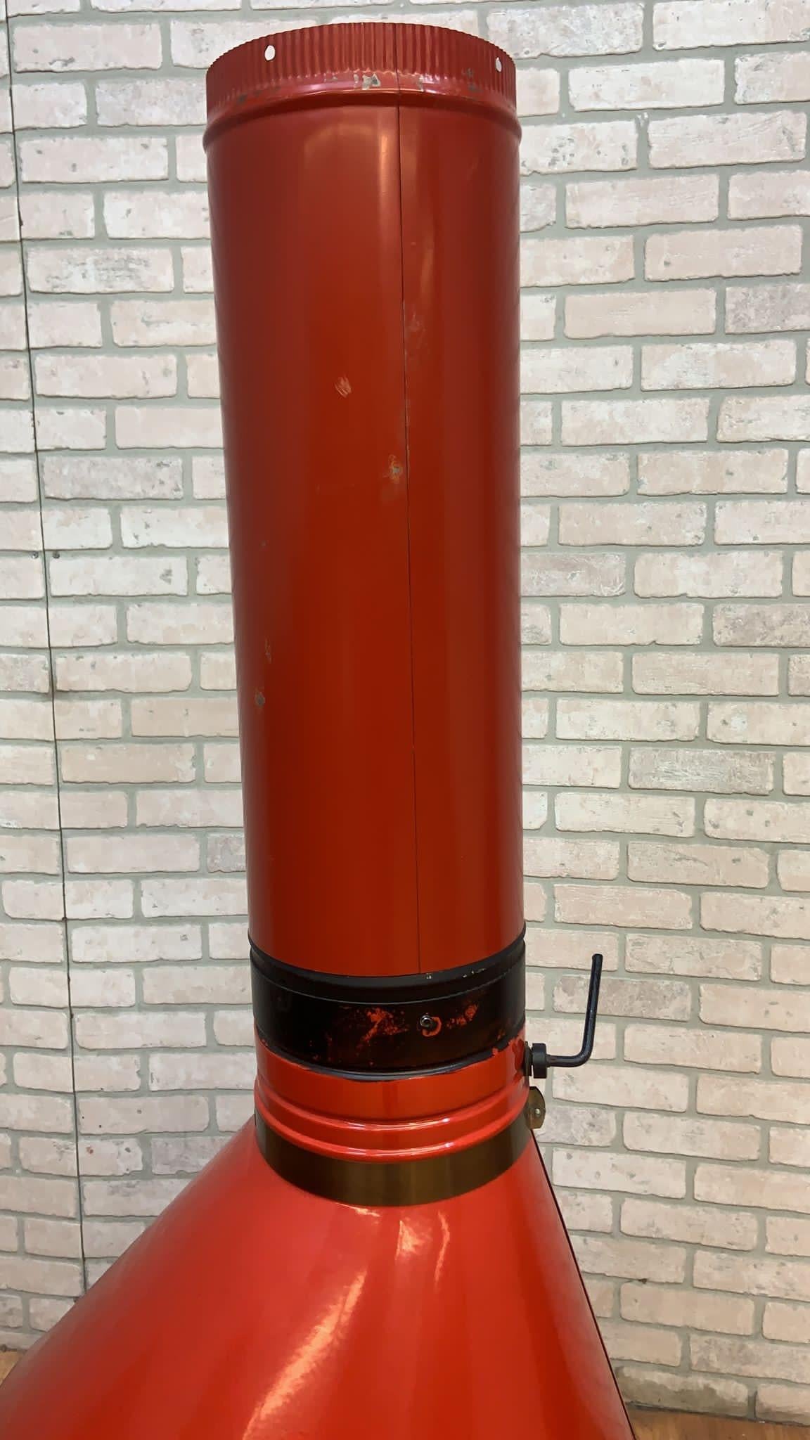 Mid-20th Century Vintage Preway Freestanding Cone Gas Fireplace in Red - Indoor/Outdoor