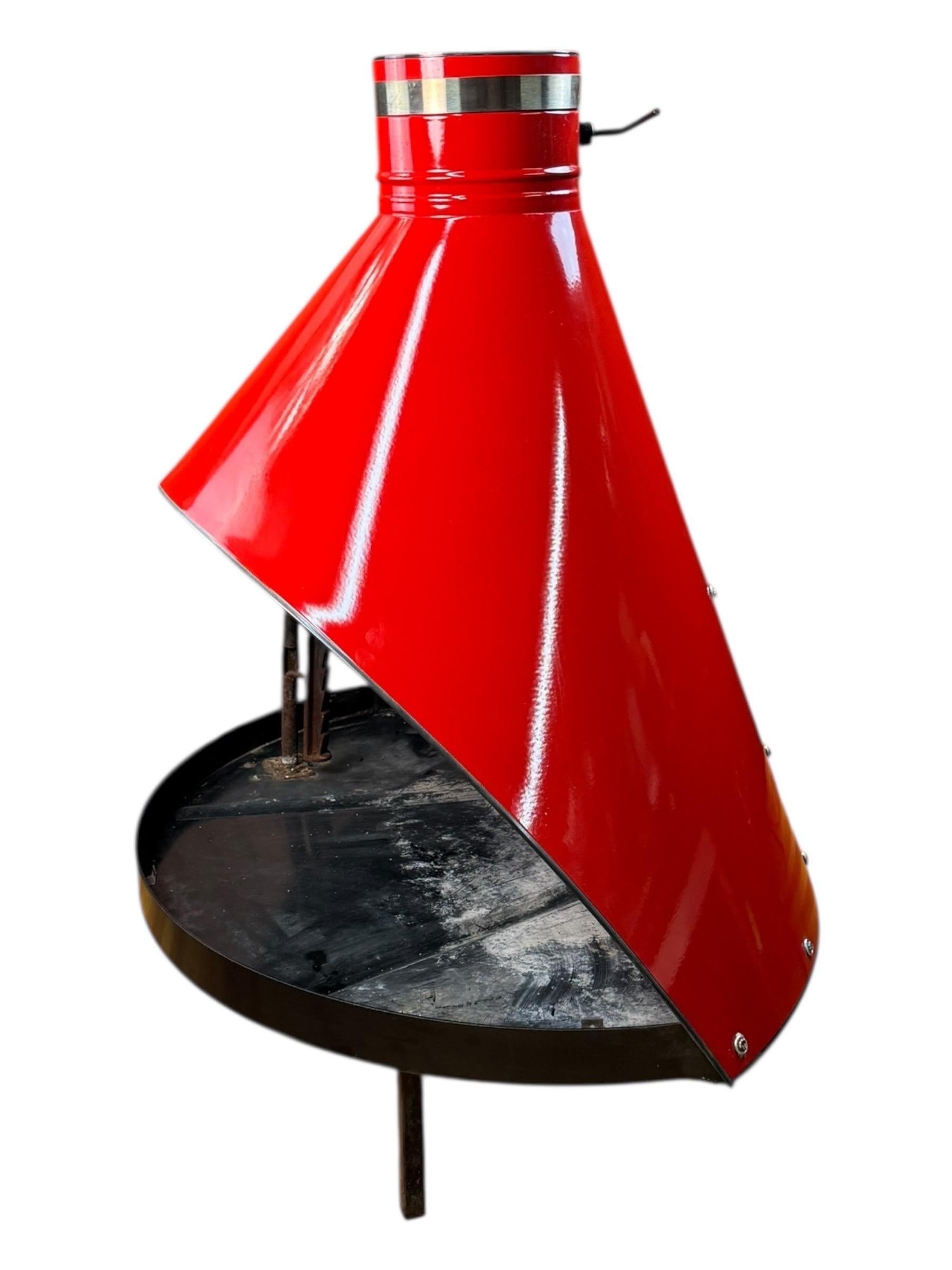 For sale is this vintage Freestanding Red Porcelain Fireplace. The fireplace has very bright red color and is in nice shape