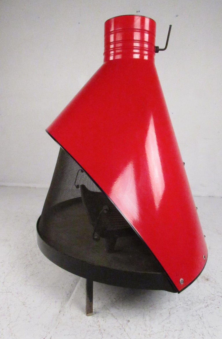 Vintage Preway Freestanding Red Porcelain Fireplace For Sale At