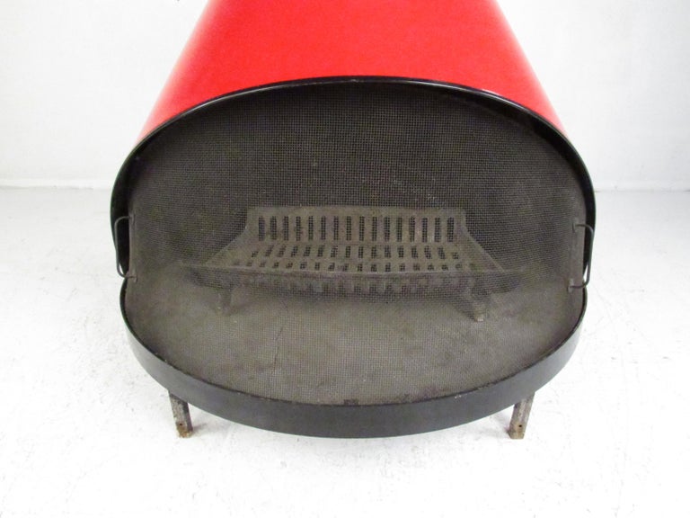 Vintage Preway Freestanding Red Porcelain Fireplace For Sale At